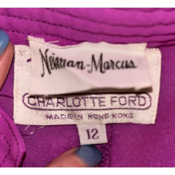 Vintage‎ 70's Don Sophisticates by Charlotte Ford Purple Pleated Dress Size 12 - Picture 7 of 11